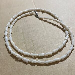 Hand Crafted Cream Tubular Bead Necklace - Smooth Polished Strand